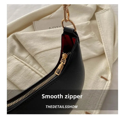 Women's Crescent Moon Shoulder Bag – Soft Vegan Leather Handbag