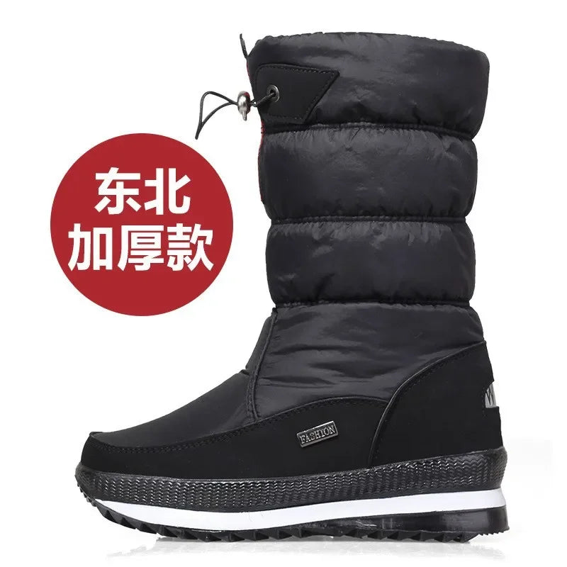 Women's Platform Snow Boots – Plush-Lined Mid-Calf Winter Boots with Side Zip