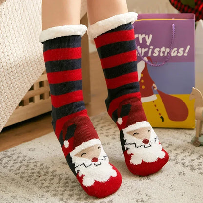Weihnachten Plüschsocken Damen Winter Thermosocken Warme Bodensocken Weiche weibliche Haussocken Indoor Geschenke Rutschfeste Griffsocken Flauschig