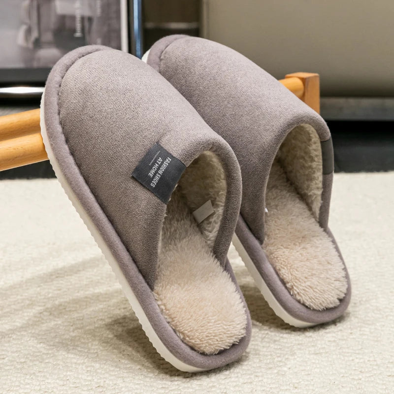 Men's Plush Winter Slippers – Warm Non-Slip House Shoes