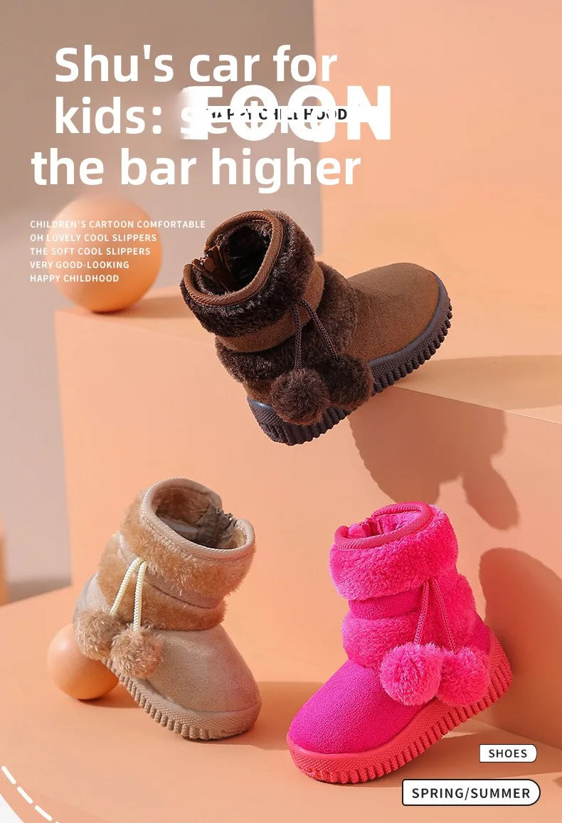 2026 New Girls Snow Boots Winter Comfortable Thick Warm Kids Boots  Thick Children Autumn Cute Boys Boots Princess Shoes