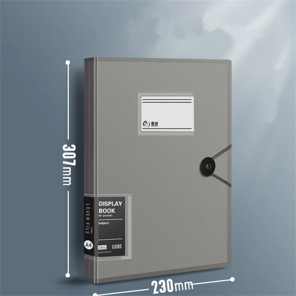 A4 File Folder 30 Pages Transparent Insert Paper Document Organizer Waterproof Booklet Information Books Office School Supplies