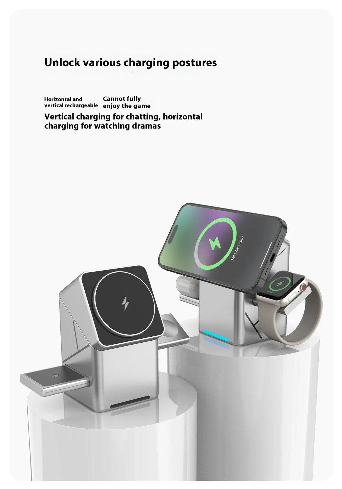 3-in-1 Magnetic Wireless Charging Station for iPhone, Watch & Earbuds