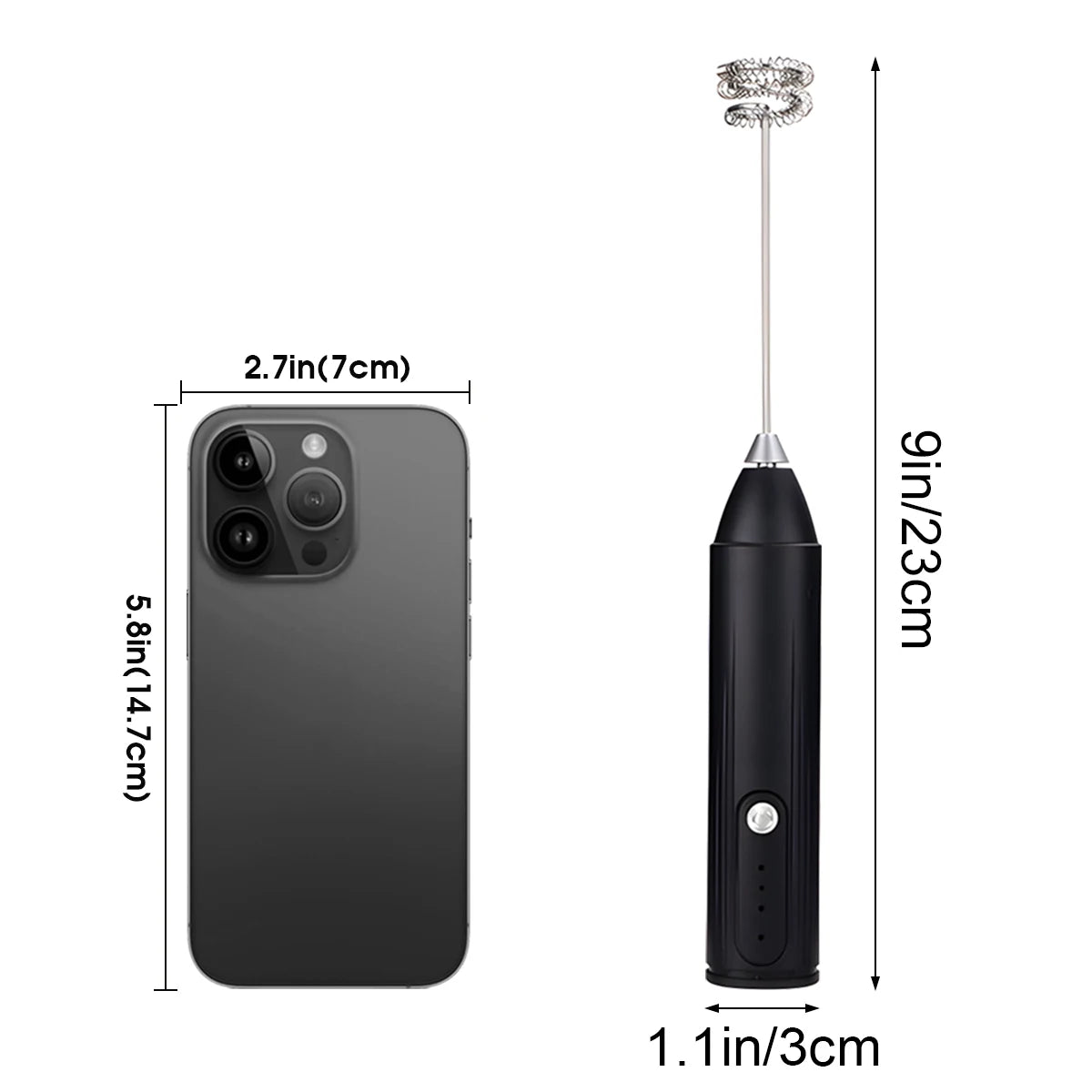 Rechargeable Milk Frother & Mini Whisk – 3-Speed Handheld Electric Frother