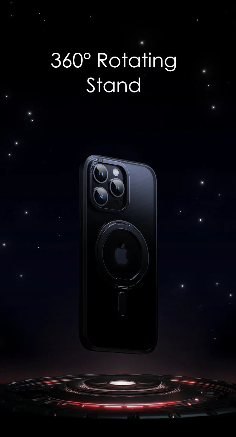 Magnetic iPhone Case with 360° Rotating Ring Stand