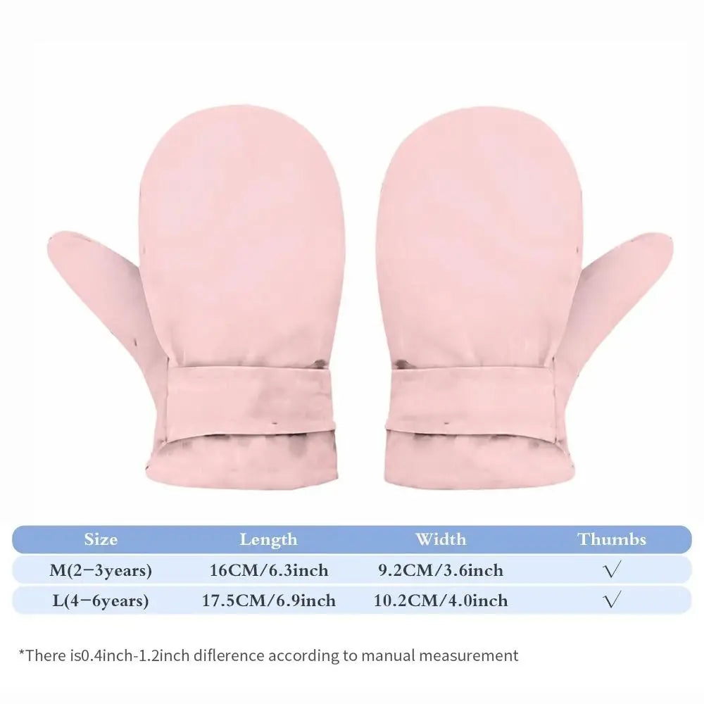 Kids' Fleece-Lined Snow Mittens with Anti-Lost Clip – Solid Colours