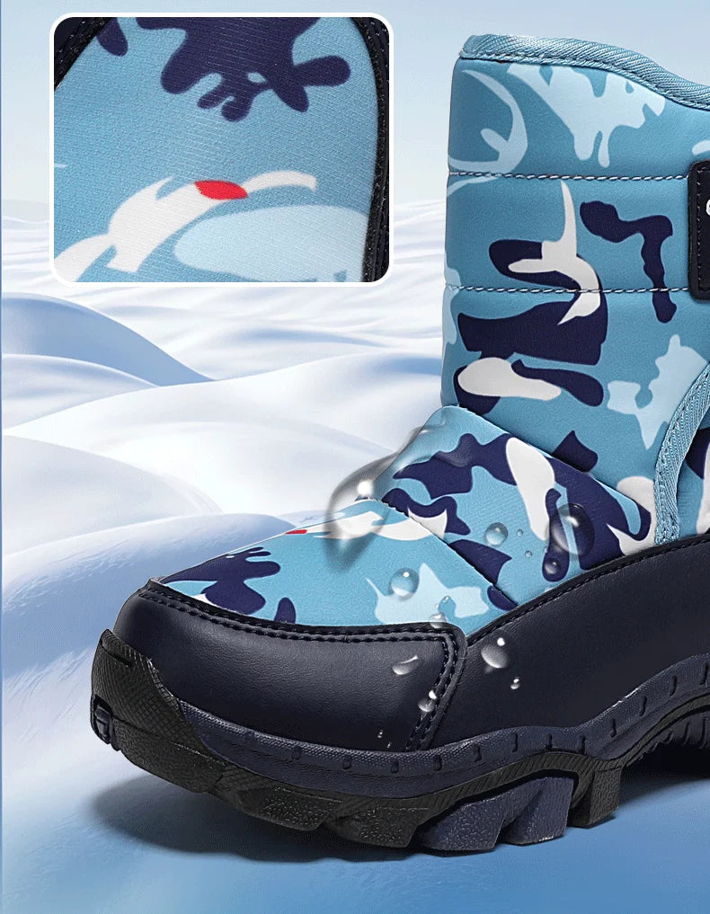 Children Snow Boots Winter Shoes Plush Waterproof Fabric Non-Slip Boys Girls Shoes Rubber Sole Fashion Warm Outdoor Boots New