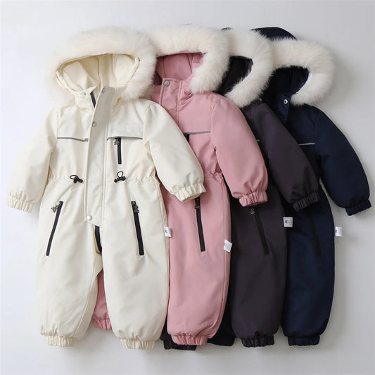 Kids' Hooded One-Piece Winter Snowsuit