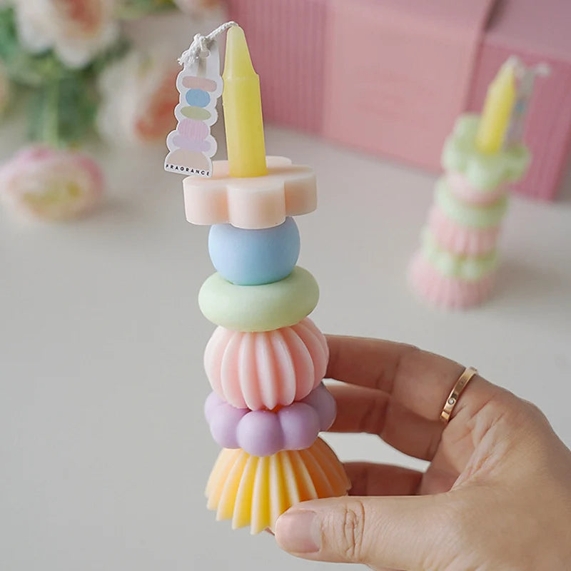 Stackable Geometry Scented Candle Aromath Soy Wax Candles for Wedding Birthday Candles Party Home Decoration Souvenirs Gifts