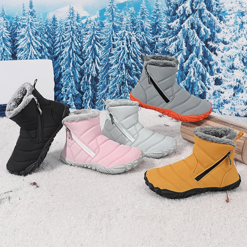 2026 Kids Wide Toe Barefoot Snow Boots Boys Girls Winter Shoes Outdoor Waterproof Sneakers Girls Boys Non-Slip Warm Snow Boots