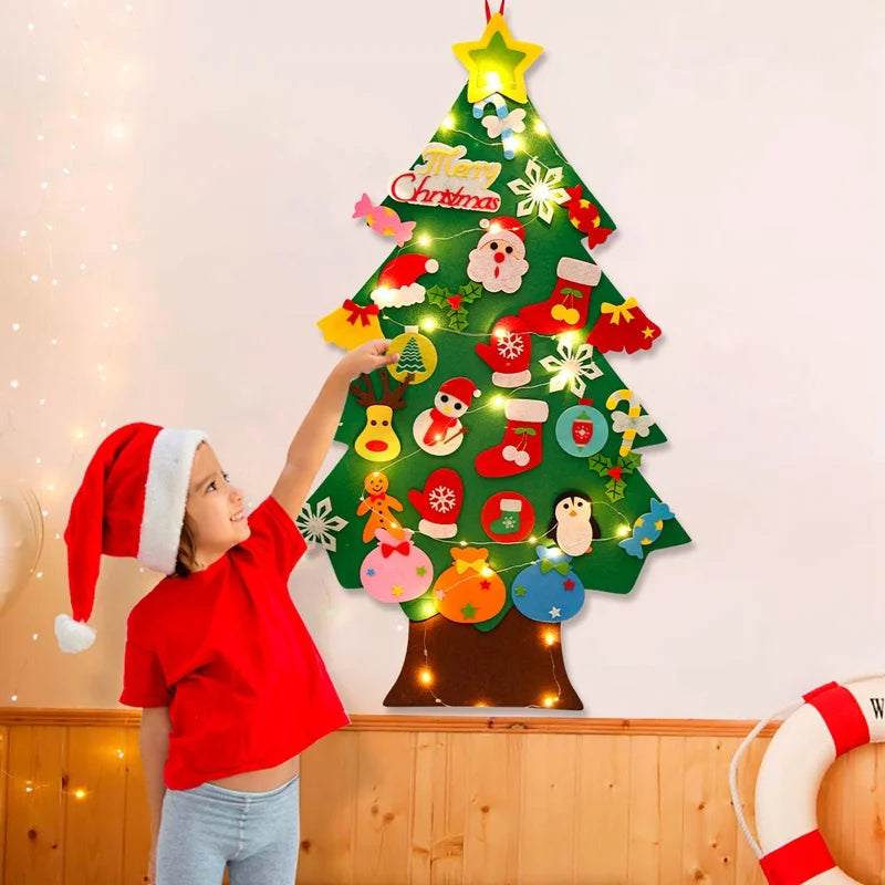 Sapin de Noël en feutrine à faire soi-même pour enfants – Sapin mural avec décorations à coller
