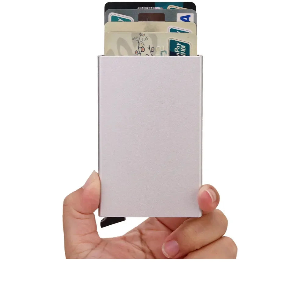 Slim Metal RFID Card Holder – Pop-Up Minimalist Wallet for Men & Women