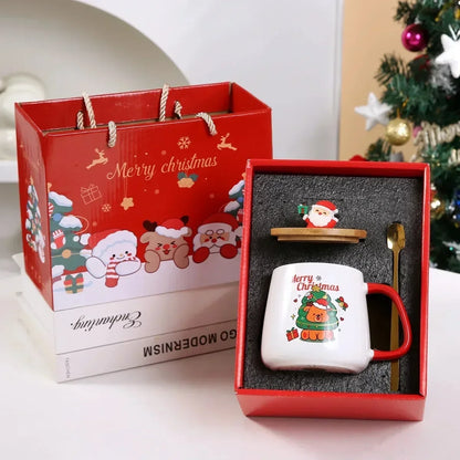 Santa Mug Warmer Gift Set – Ceramic Mug with Lid, Spoon & 55°C Warming Coaster