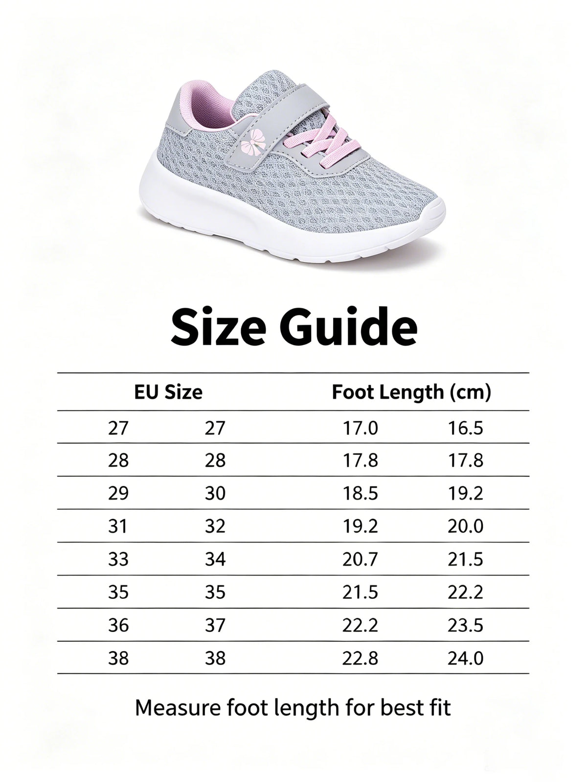 Girls' Breathable Hook-and-Loop Running Sneakers with EVA Soles
