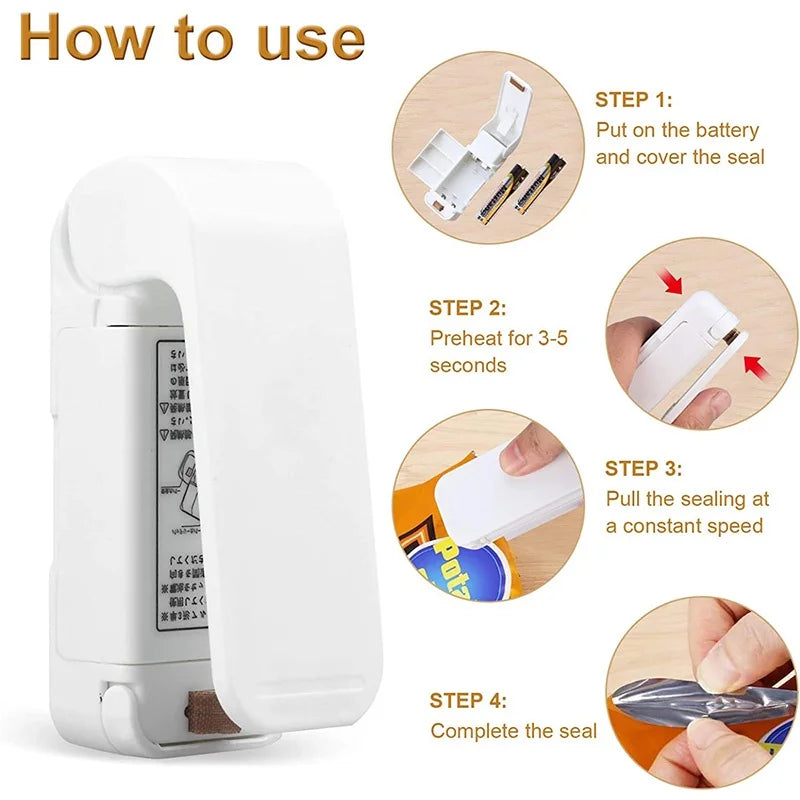 Mini Heat Bag Sealer Machine – Portable Handheld Thermal Plastic Food & Snack Bag Sealer