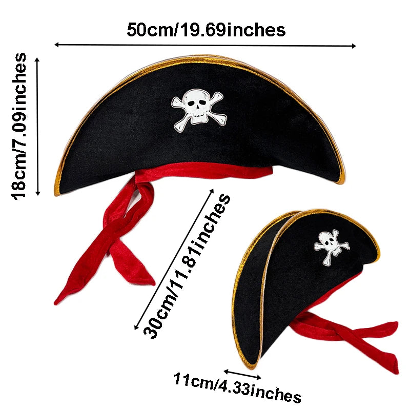LED Light-Up Pirate Captain Hat - Glowing Tricorn Costume Hat for Halloween & Parties