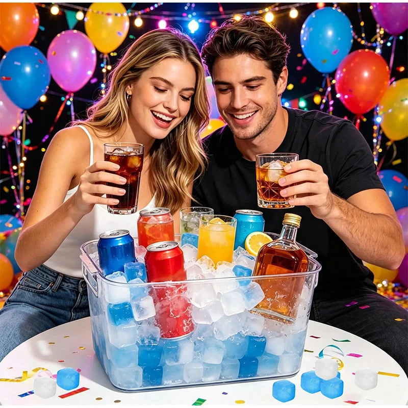 24/50/100pcs Ice Cubes Reusable Cooling Reusable Iced Beverage Juice Slowly Melts Ice Particles Whiskey Cocktail For Bar Parties