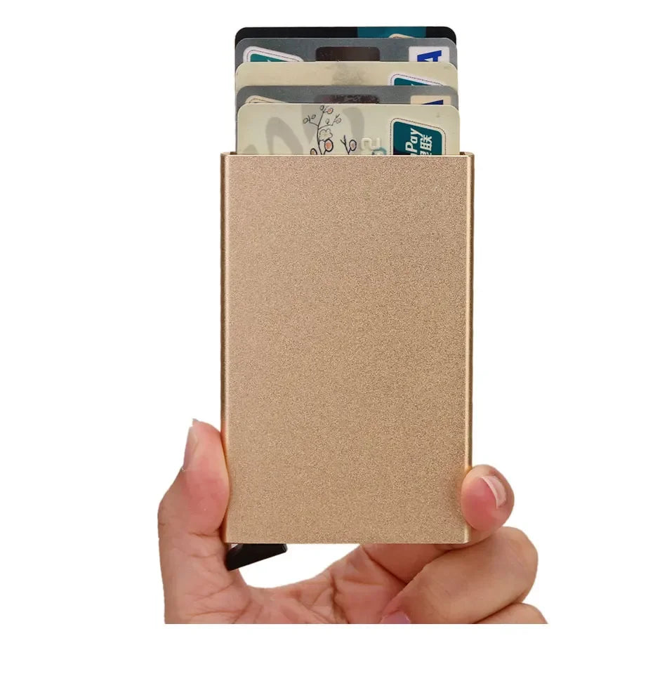 Slim Metal RFID Card Holder – Pop-Up Minimalist Wallet for Men & Women
