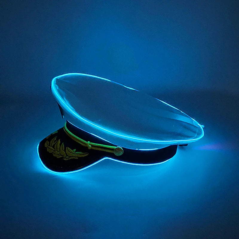 LED Light-Up Pirate Captain Hat - Glowing Tricorn Costume Hat for Halloween & Parties