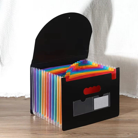 Classeur à soufflet de 13/25 compartiments, trieur extensible, boîte de rangement portable et colorée pour documents, factures et reçus