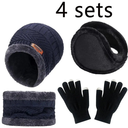 Winter Hat, Scarf & Gloves Set – Fleece-Lined Beanie Set, Kids & Adults