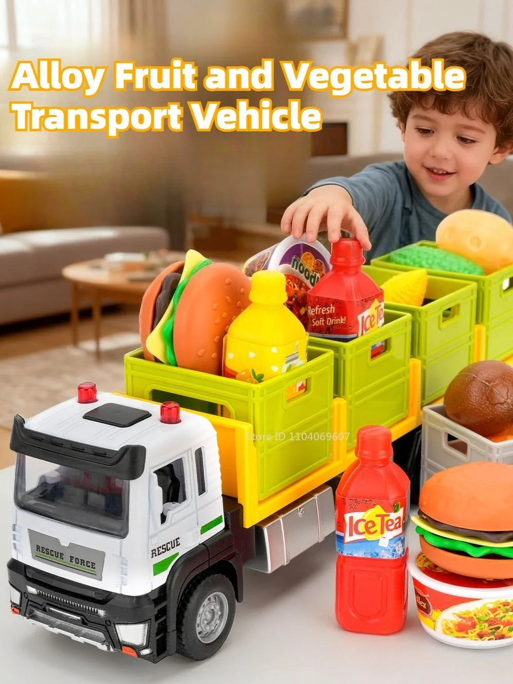 1:32 Die-Cast Produce Transport Truck – Fruit & Veggie Container Toy
