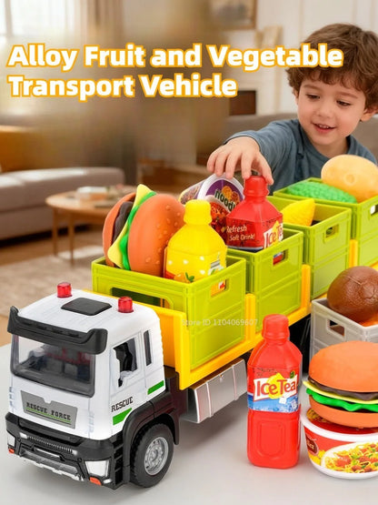 1:32 Die-Cast Produce Transport Truck – Fruit & Veggie Container Toy