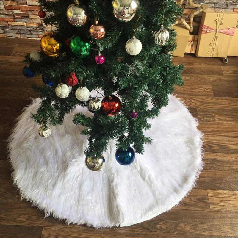 White Faux Fur Christmas Tree Skirt – Plush, 78 / 90 / 122 cm