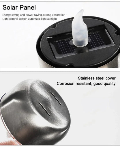 Lámpara de vela LED sin llama alimentada por energía solar | Resistente al agua IP65 | 6–8 horas de autonomía | Decoración de jardín y exteriores