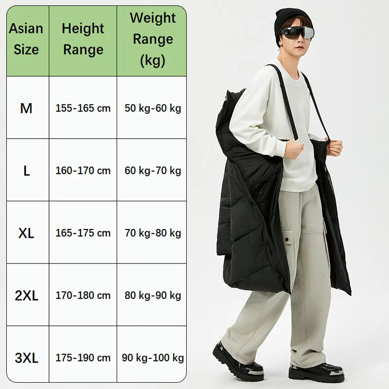 Winter Long Down Jacket Women Windbreaker Jacket Fashion Couple Down Coat Warm Hooded Thick Winter Windproof Waterproof Men Coat