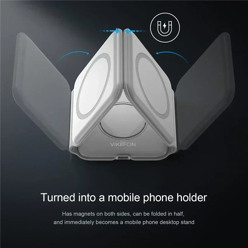30W Foldable 3-in-1 Wireless Charger for Phone, Watch & AirPods