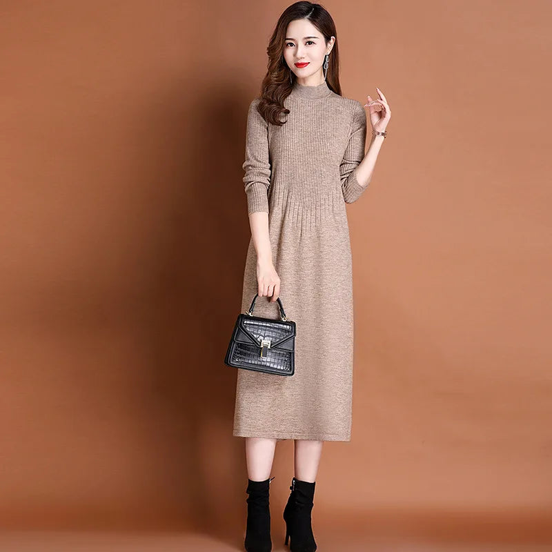 Women's Ankle-Length A-Line Dress with Appliqué
