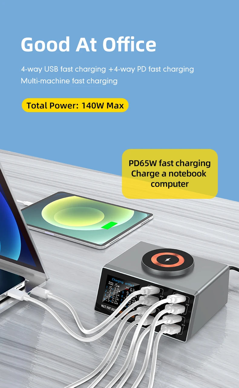 140W 8-Port USB-C PD & QC Fast Charger