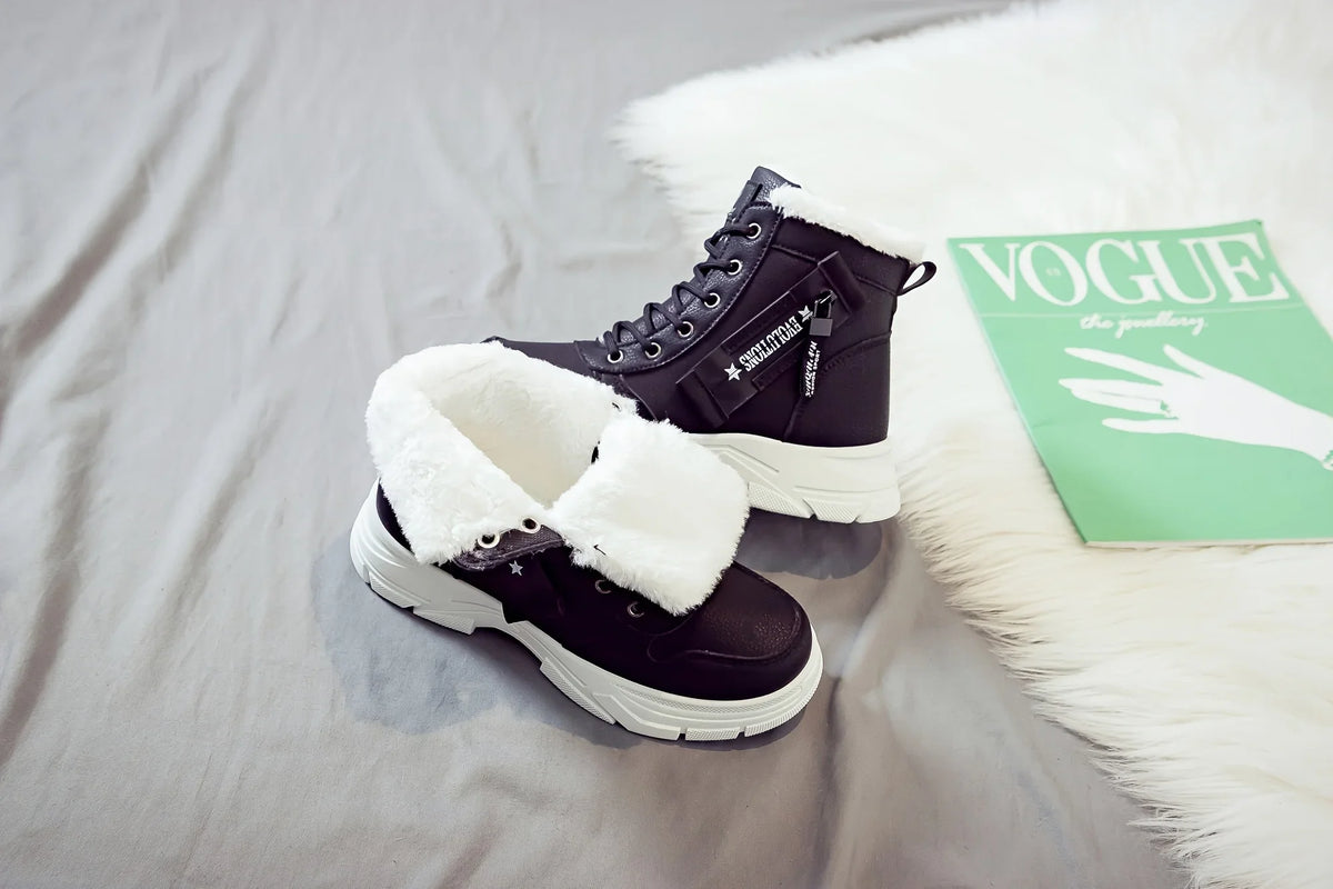 Winter Women Snow Boots Anti‑Slip Warm Fur Lined Martin Boots Casual Ankle Booties Fashion Outdoor Daily Wear Shoes