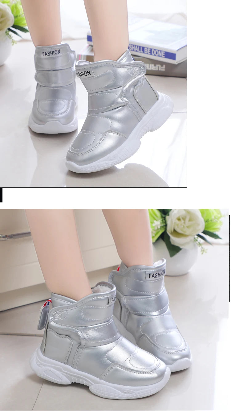 Kids' Plush-Lined Winter Sports Snow Boots