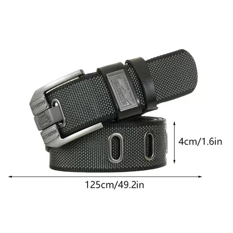 Men's Retro Canvas Belt – Pin Buckle Casual Belt, 120 cm