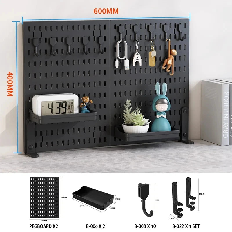 No Drill Desktop Pegboard Rack Gaming Room Organizer For Controllers Headphones Switch Figurine Stationery Storage