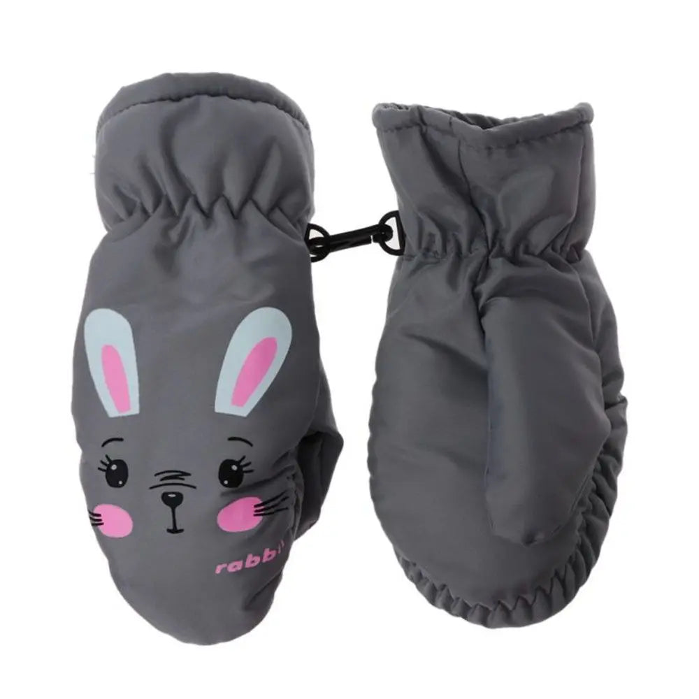 Kids' Bunny Snow Mittens – Velvet-Lined Toddler Ski Mittens