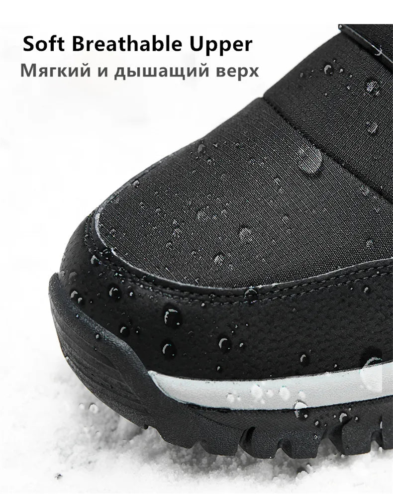 Brand Men's Winter Shoes Waterproof Men's Boots Warm Plush Couple Snow Boots Outdoor Non-slip Hiking Boots Men Work Ankle Boots