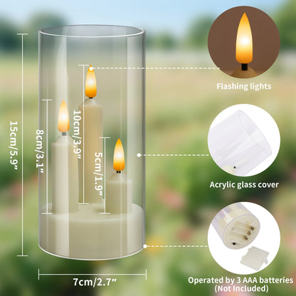 Flammenlose 3-in-1 LED-Stumpenkerzen mit 15-cm-Lampenschirm | 4 Farben | Weihnachts- & Hochzeitsdekoration