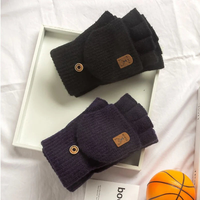 Knit Half-Finger Gloves – Unisex Winter Fingerless Gloves, 4 Colours