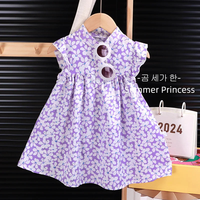 Girls' Breathable A-Line Beach Dress - Soft Summer Holiday Dress, Sizes 80-140cm