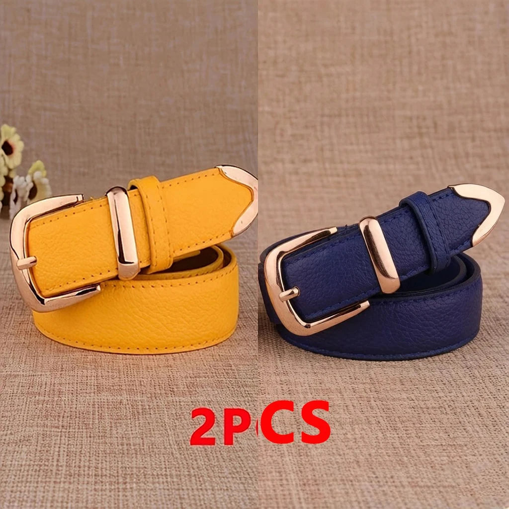 Women's Gold Buckle Belt – Faux Leather Dress & Jeans Belt