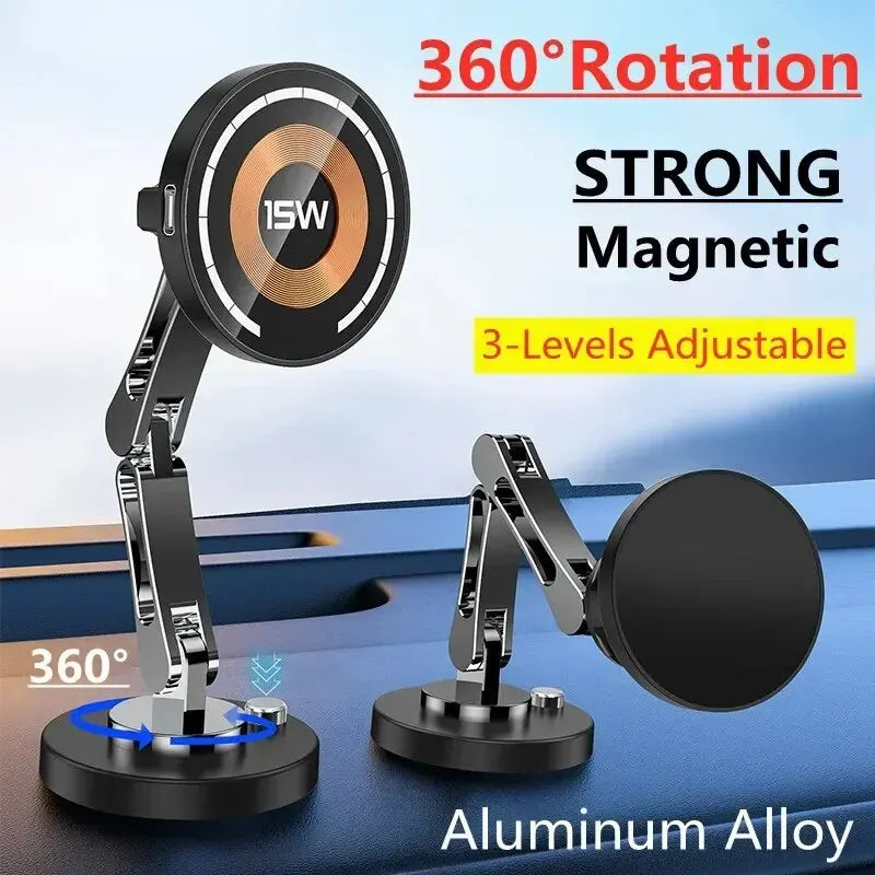 Magnetic Wireless Car Charger Stand & Phone Mount