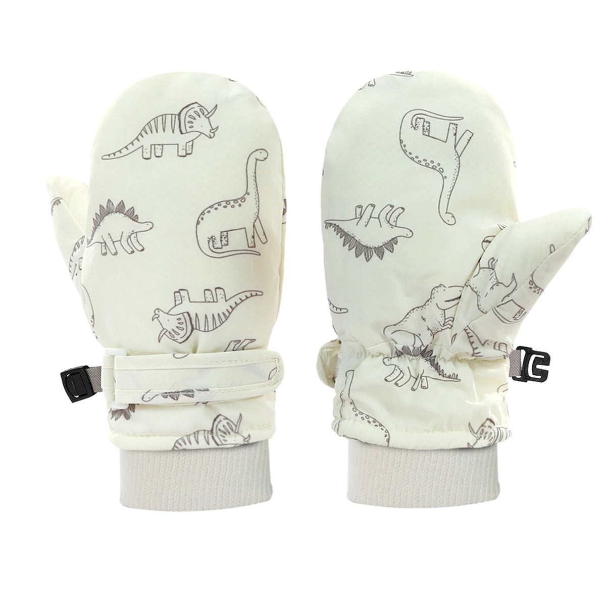 Kids' Dinosaur Print Fleece-Lined Snow Mittens