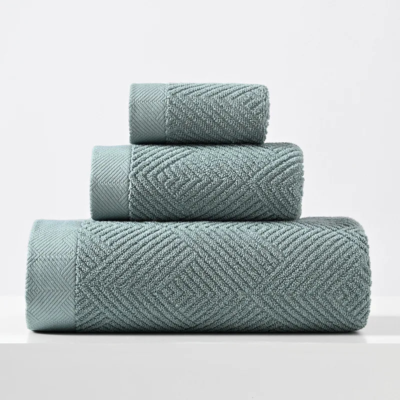 Twill Cotton 3-Piece Towel Set – Solid Colours, 550 g