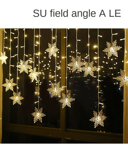 Snowflake Curtain Lights – 3.2 m LED Christmas Window Lights, 8 Modes