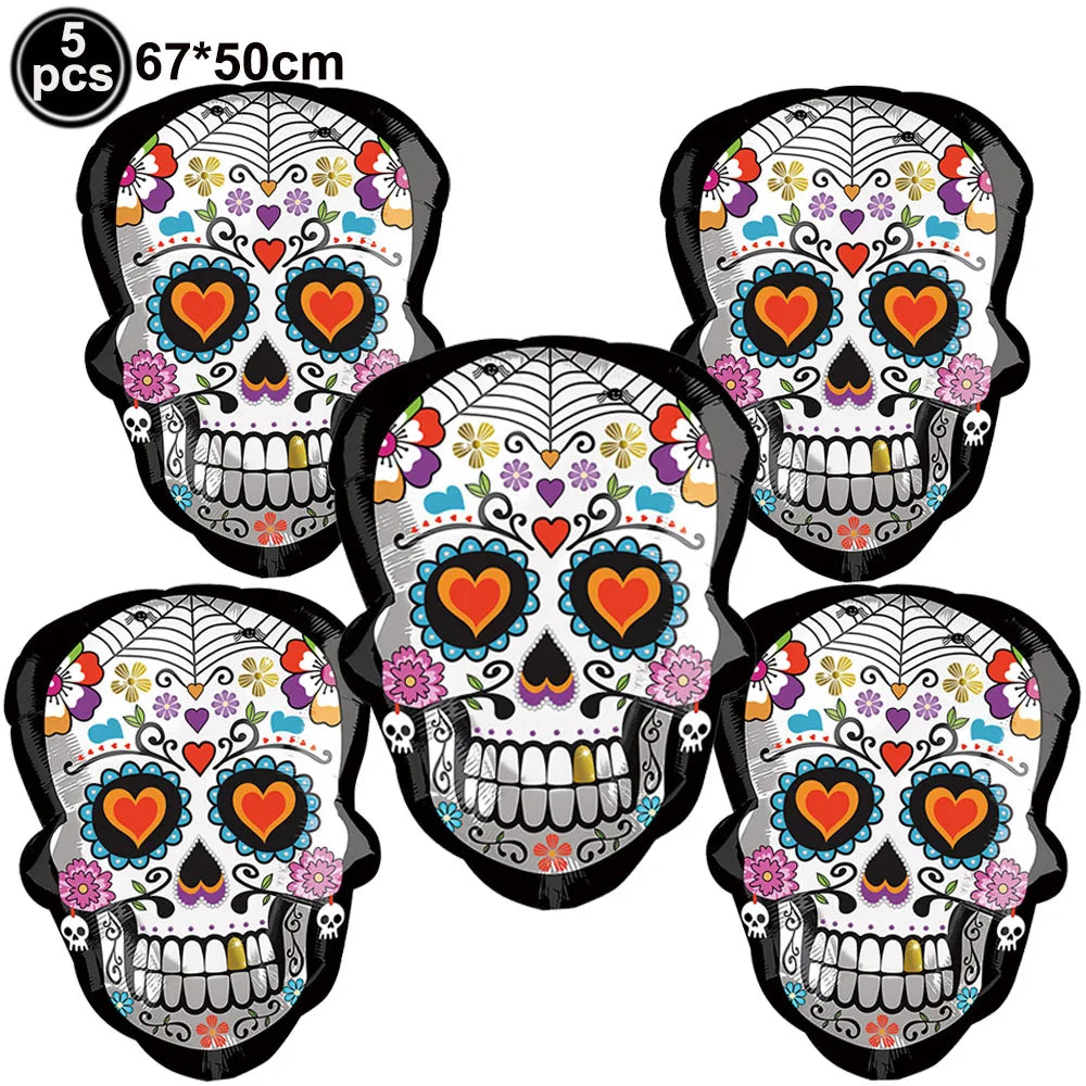 Halloween Standing Foil Balloons – Haunted House, Skull, Witch & Coffin Mylar Decorations
