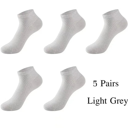 Men's Bamboo Low-Cut Socks – 5 Pairs, Soft & Breathable