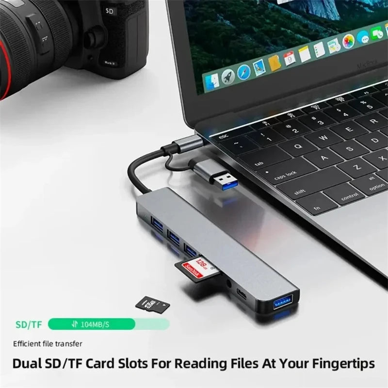 HUB USB C 3.0 Type C Splitter Multi 4K HDMI Monitor RJ45 Ethernet PD Power Adapter Docking Station  Laptop Splitter For Macbook